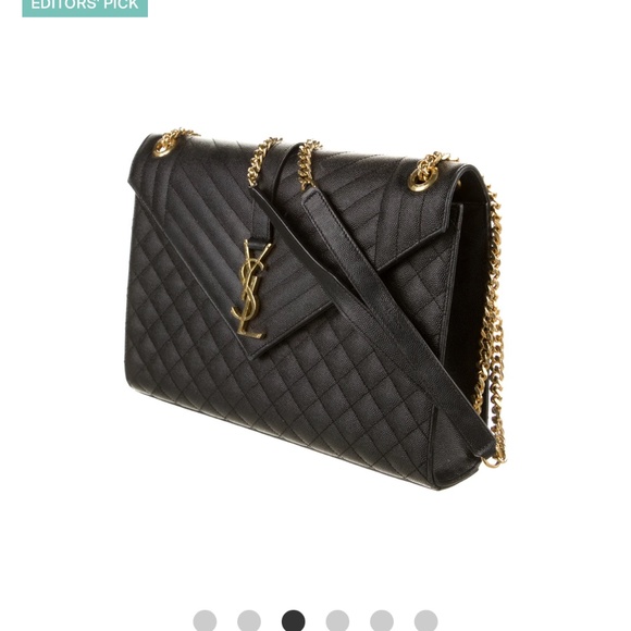 YSL ENVELOPE LARGE BAG IN MIX MATELASSÉ GRAIN DE POUDRE EMBOSSED LEATHER - Picture 1 of 15